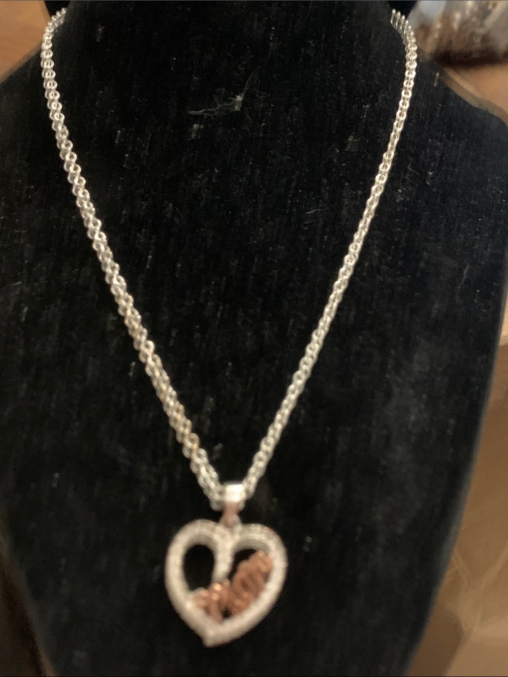 Silver Heart Pendant Mom Necklace - Elegant Women's Jewelry